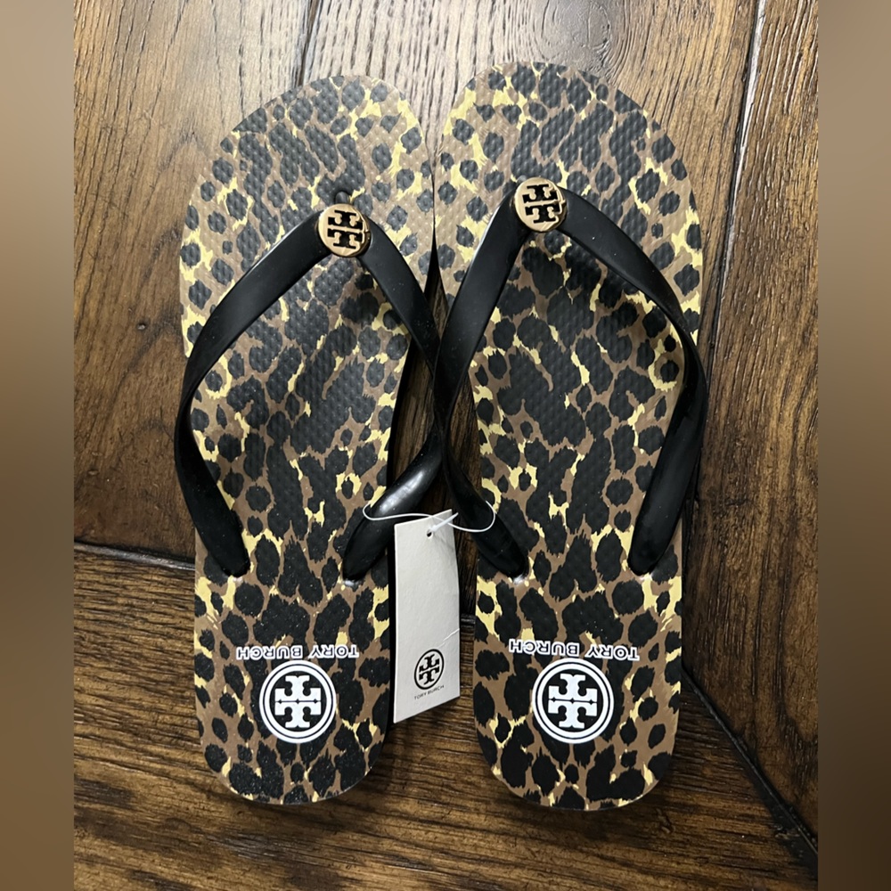 Tory Burch Leopard Wedge Flip Flop. Size 11